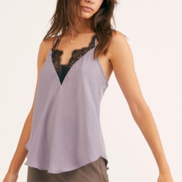 Free People Tops - Free People Starlight Silver Mauve Lace Cami Top